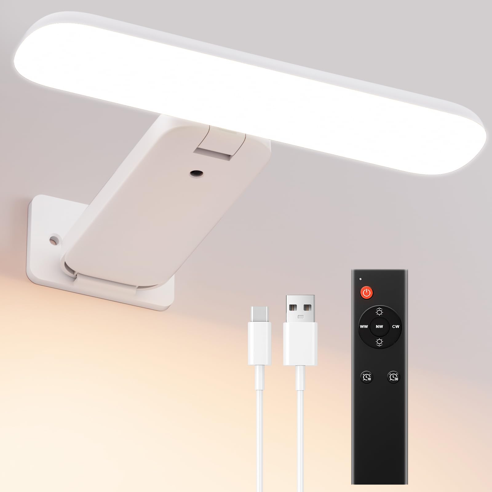 Picture Lights Battery Operated with Remote, Rechargeable Picture Lights for Wall, 3CCT&Brightness Dimmable,300 LM, Sticker/Scre