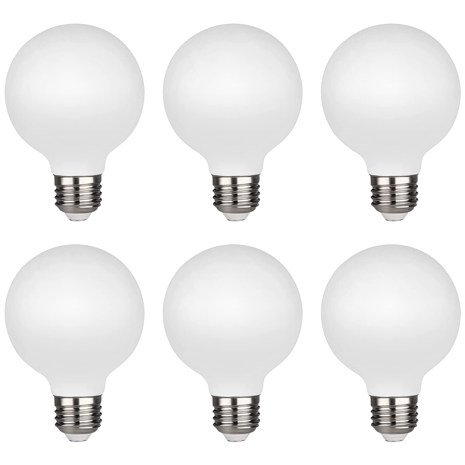 Kgc Dimmable G19 Globe Light Bulbs, 6 Pack Led Vanity Light 4000K Neutral White For Bathroom Vanity Makeup Mirror, Led Bedroom L