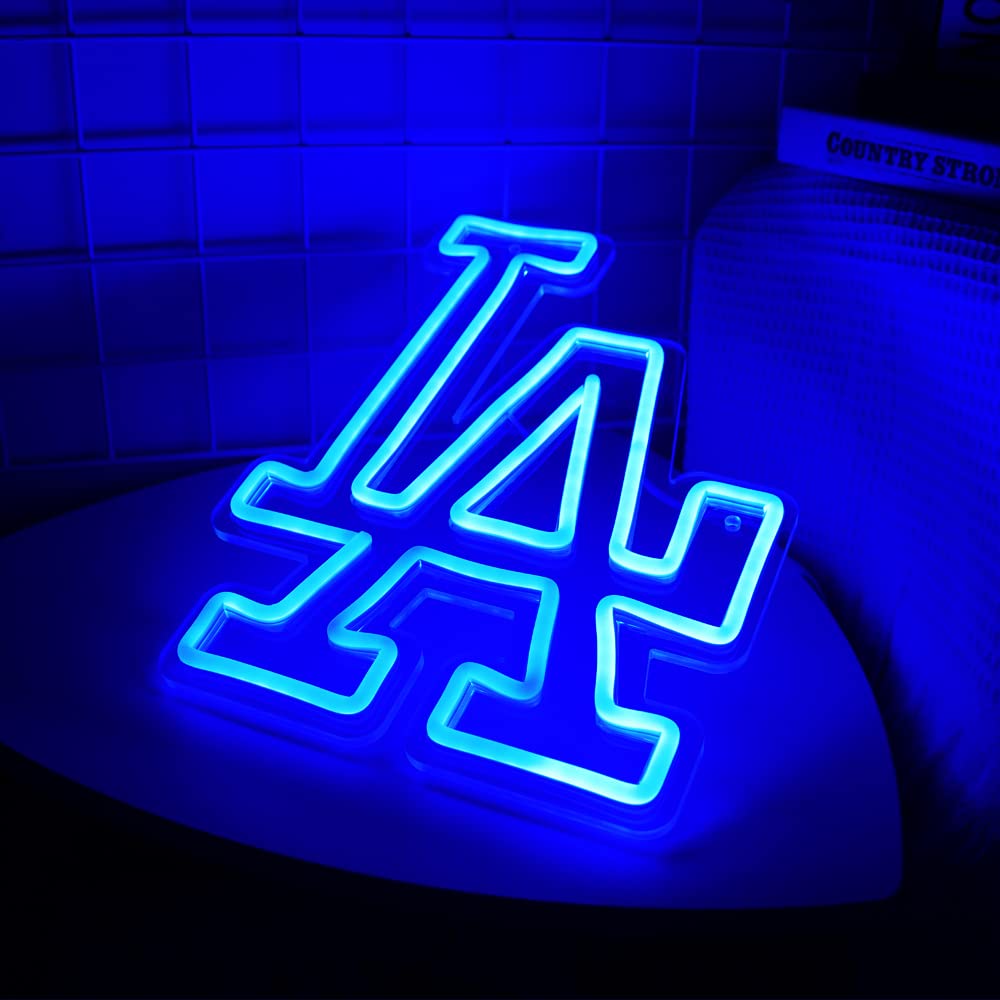 WonderfulLife Dodgers Neon Sign - 13.7"x9.8" Blue Wall Art for Garage, Man Cave, Bar, Office - LA001