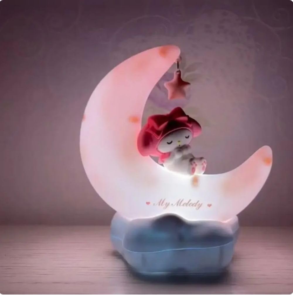 Ifcow Night Light For Kids Cute Anime Character Led Night Light Rechargeable Desk Shelf Ornament Bedside Lamp Crescent Moon Light