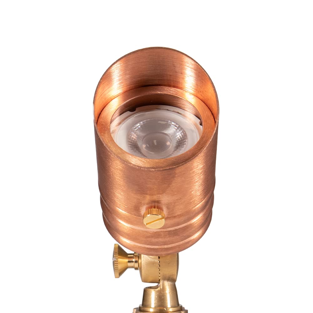 VOLT Mini Spotlight - 12V Copper Outdoor Light with 5W 2700K LED Bulb, 400 Lumen for Landscape Lighting
