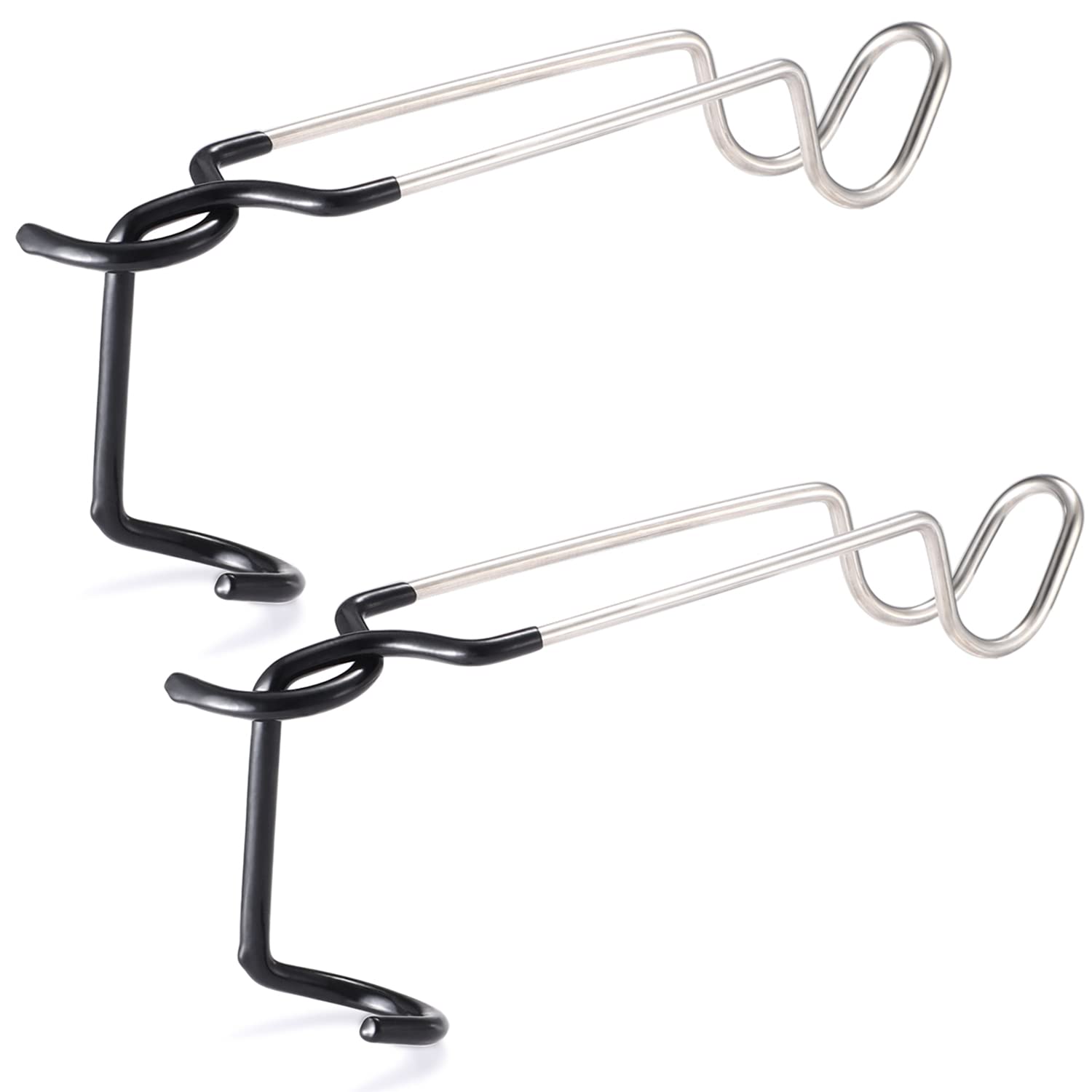 TOBWOLF 2PCS Outdoor Camping Lantern Hook Hangers, Stainless Steel lamp Hanger Stand, Portable Non-Slip Tent Lamp Hook Light Clamp Holder, Lantern Hangers for Outdoor Camping, Fishing, Hunting