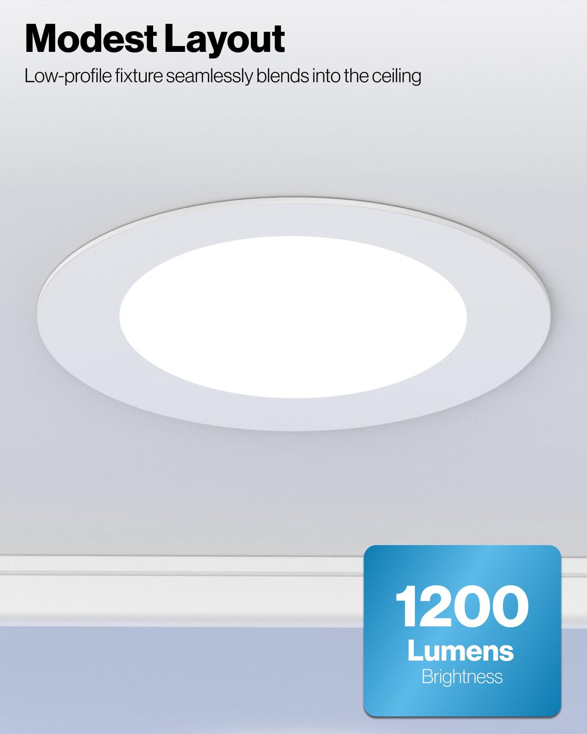 Sunco Retrofit LED Recessed Lighting 6 Inch, 1200 LM, 15W, Dimmable, 5 CCT (2700K-6000K), Model DL_FL