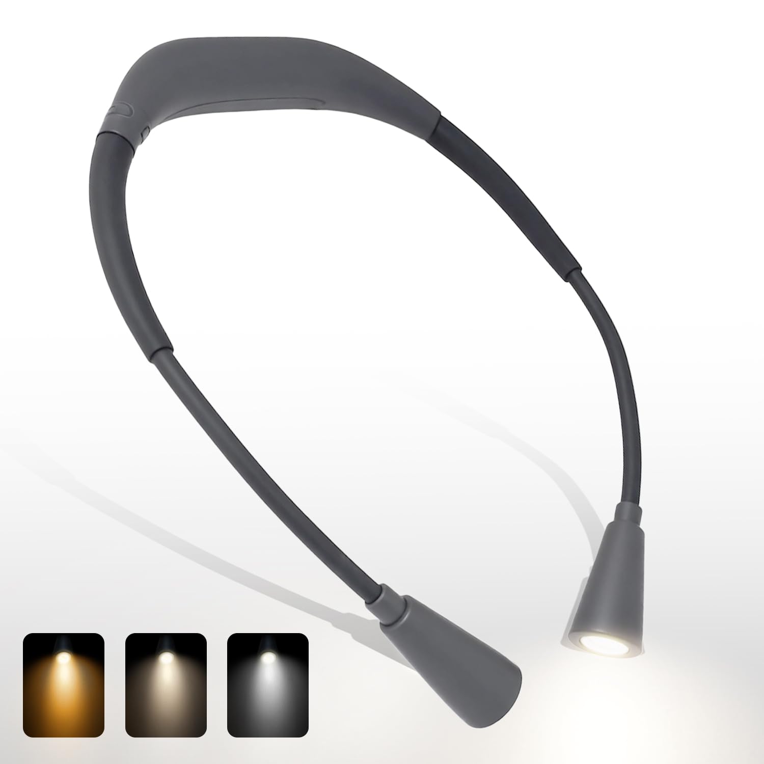 LED Rechargeable Neck Reading Light, Suitable for Reading Books with 3 Color Temperatures, 90 Hour Long-Lasting Recharging Lamp,