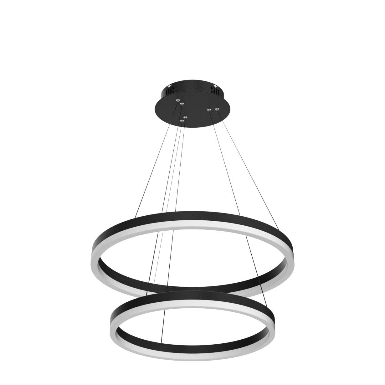 Xgzl · Lighting 2-Rings Modern Led Chandelier Black For Dining Room, Dimmable Pendant Lighting With Remote Control Circular Flush Mount High Ceiling Light For Bedroom Living Room Foyer, 3000K-6500K