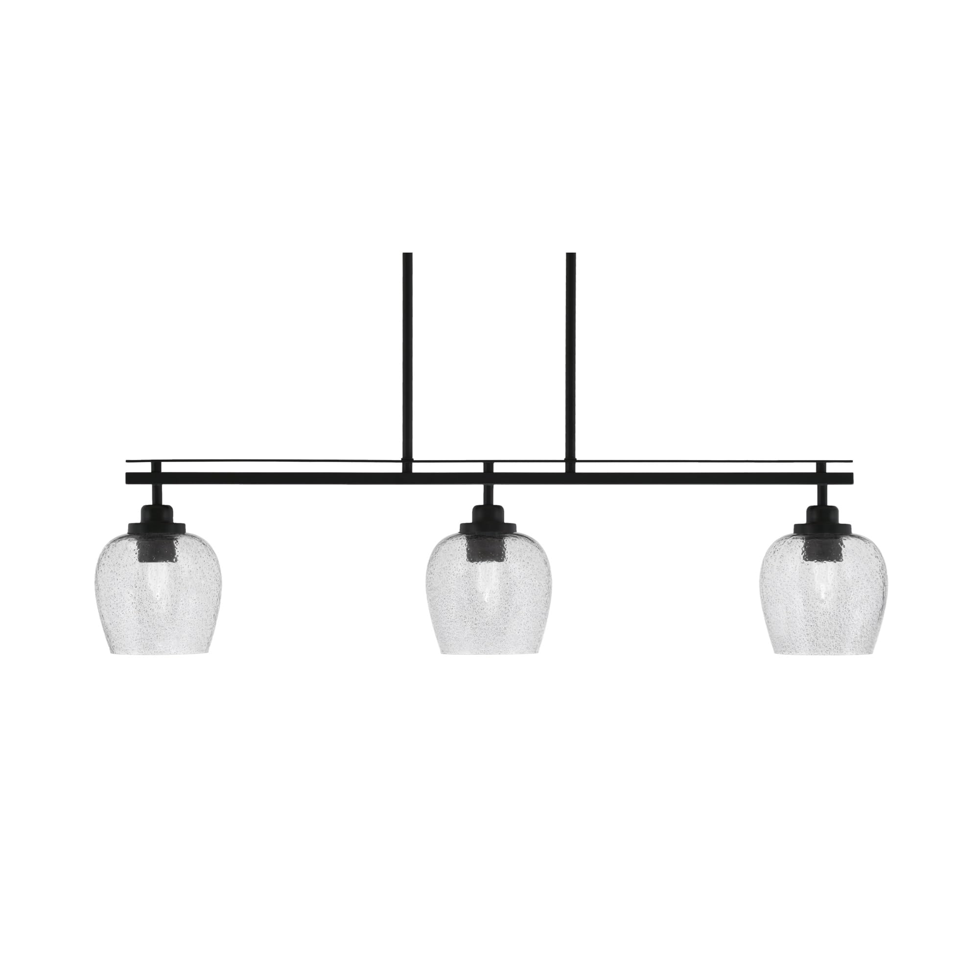 Toltec Lighting Odyssey 3 Light Island Light, Matte Black Finish, 6in Smoke Bubble Glass