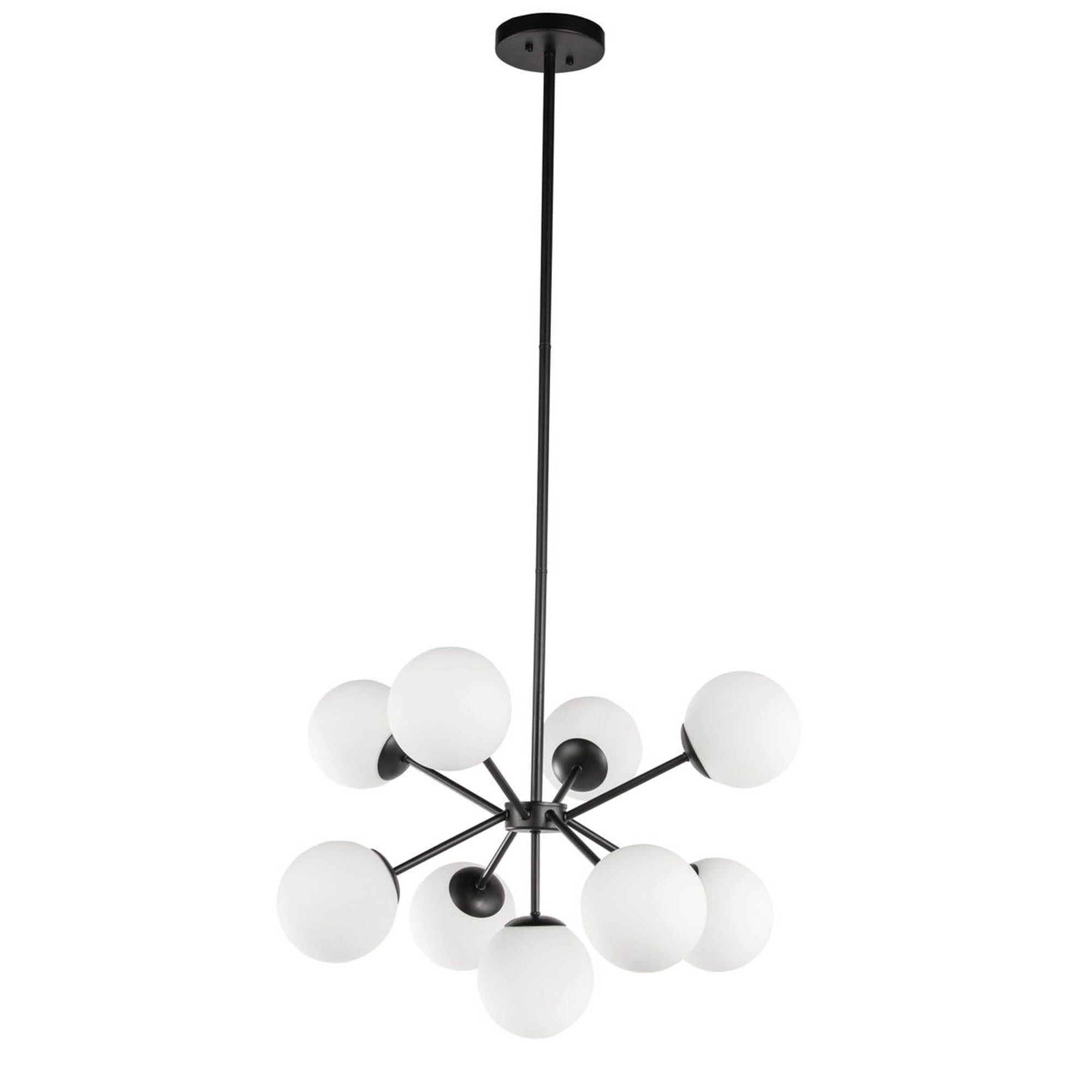 Living District Jupiter 9-Light Mid-Century Metal Pendant in Black and White