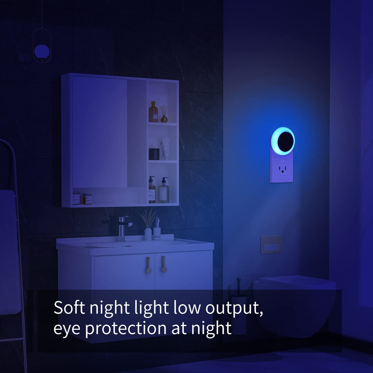 Kinur 6 Pack Blue, Led Night Lights Plug Into Wall With Dusk To Dawn Sensors, Plug In Night Lights For Kids Room, Bedroom, Bathr