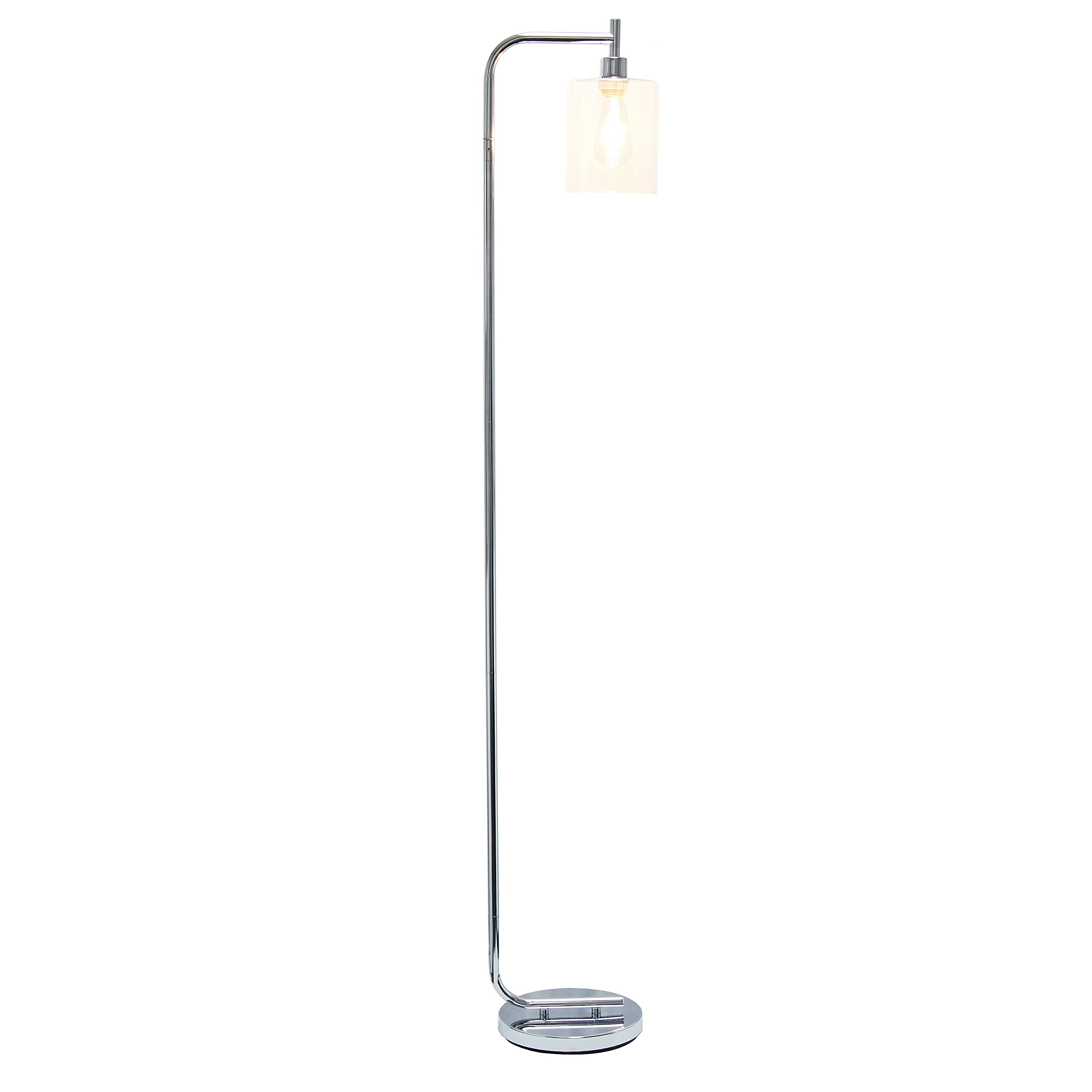 Simple Designs Lf2009-Chr Modern Iron Lantern Floor Lamp With Glass Shade, Chrome