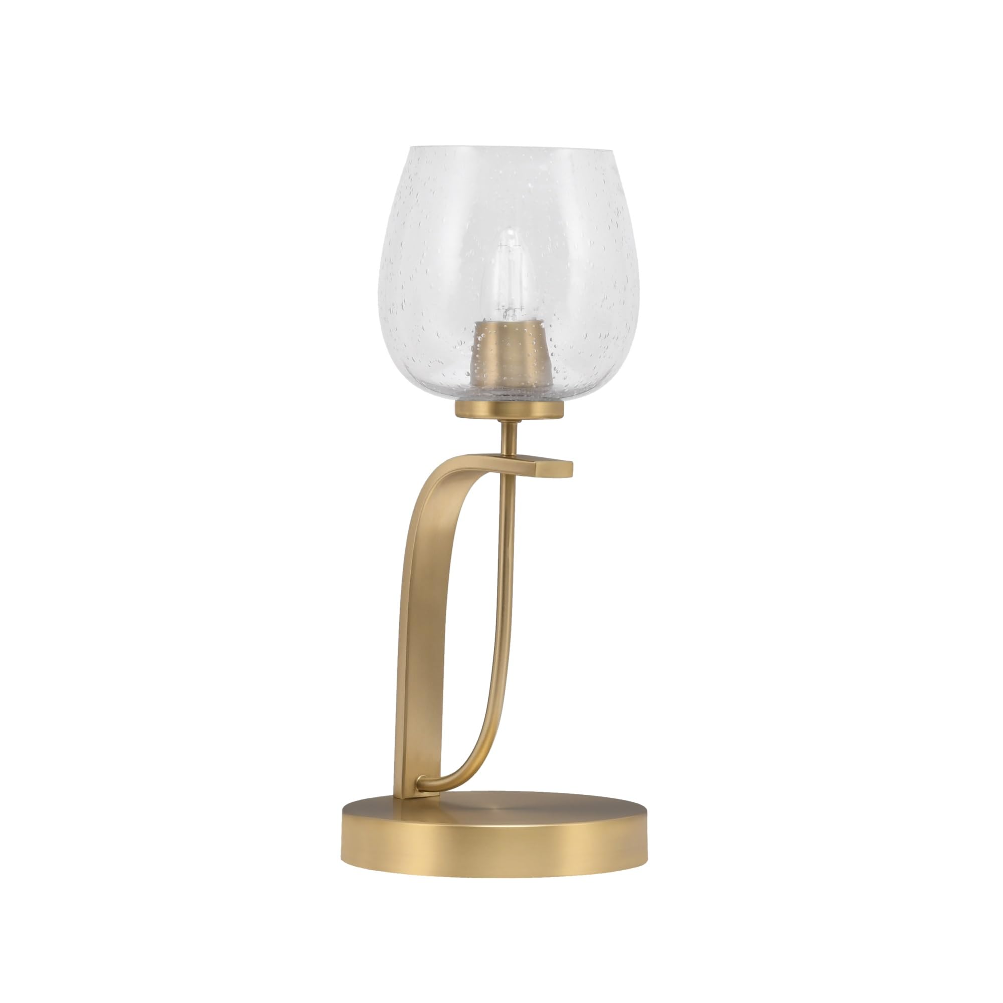 Toltec Lighting Cavella Accent Lamp, 6in Clear Bubble Glass, New Age Brass Finish