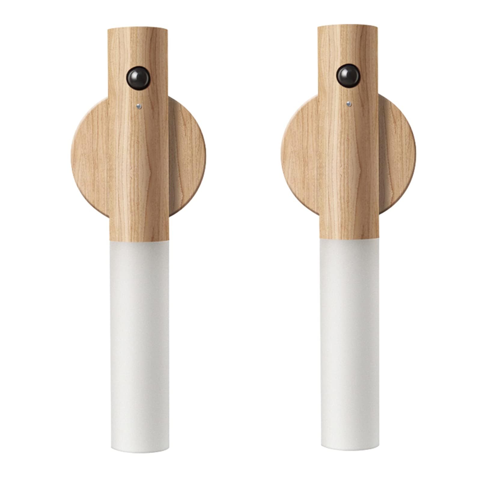 LANDGOO Motion Sensor Night Lights, Rechargeable LED, Wooden Wall Sconce, Battery Powered, White Ash Wood, 2PCS