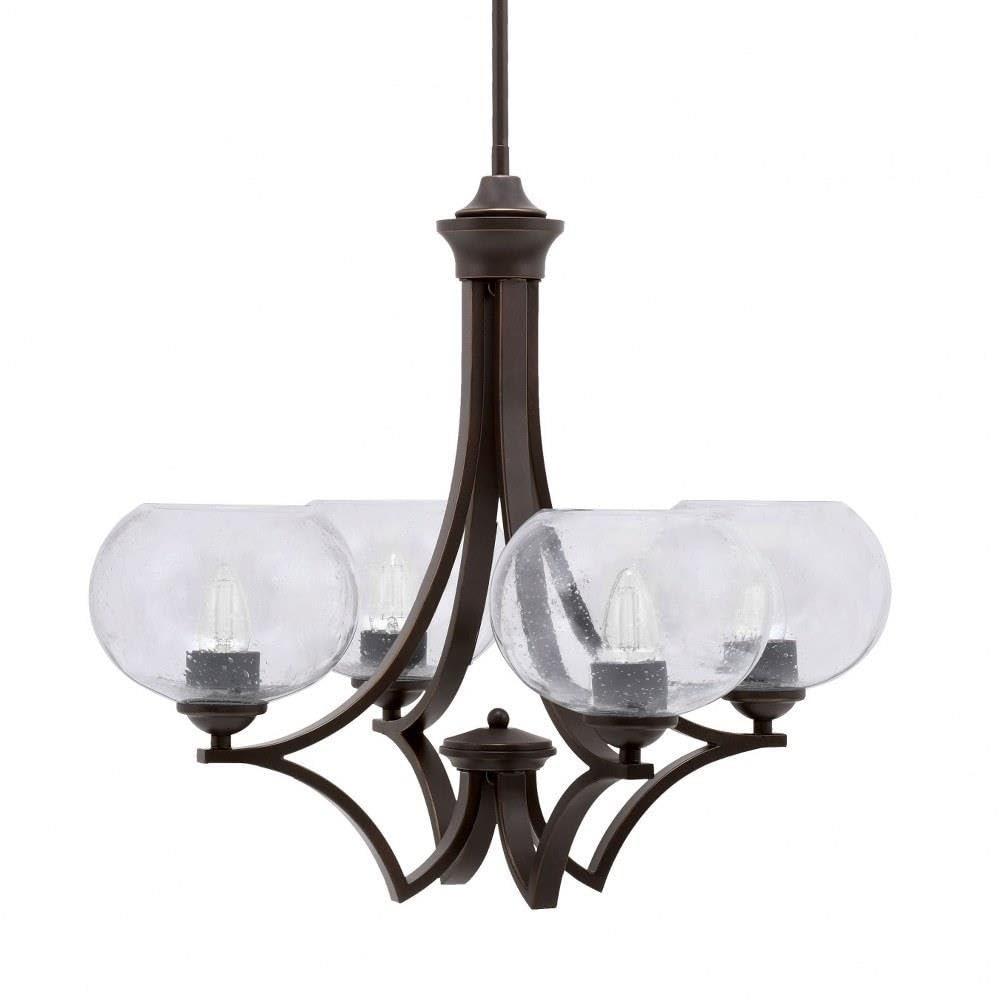 Toltec Lighting 564-DG-202 Zilo - 4 Light Uplight Chandelier-19.75 Inches Tall and 22 Inches Wide, Finish Color: Dark Granite, Glass Color: Clear Bubble