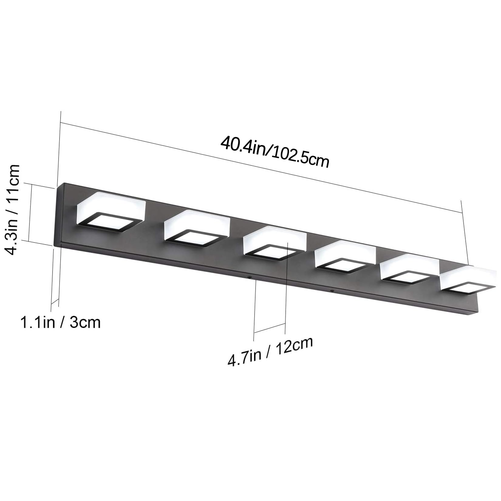 Ralbay Led Modern Vanity Lights Fixtures 6 Lights Black Acrylic Modern Matte Black For Bathroom