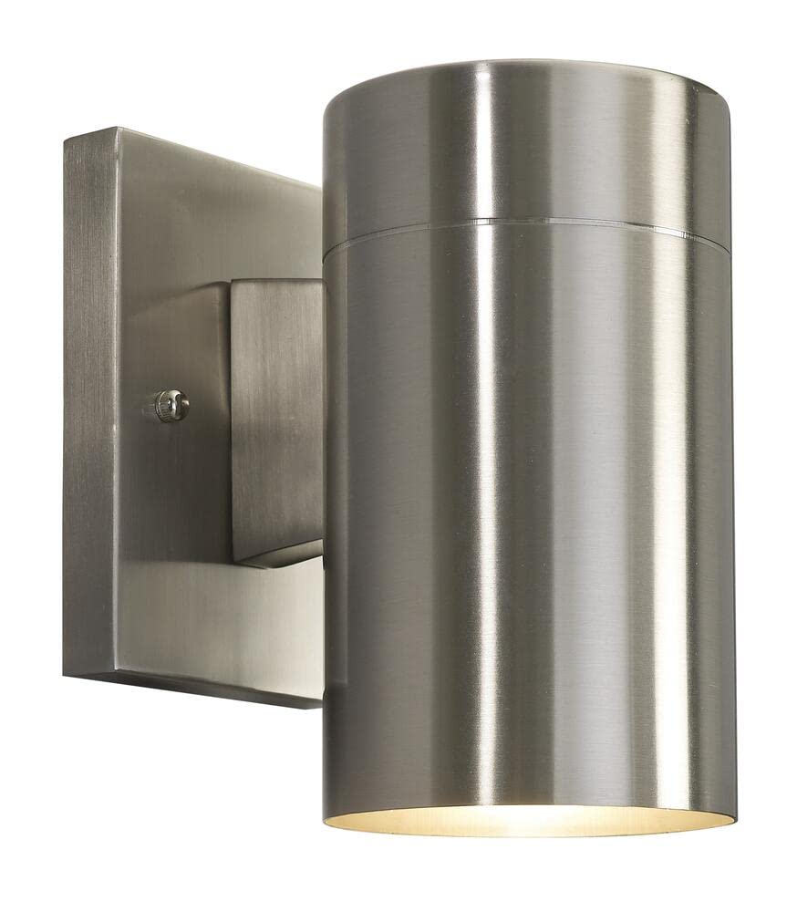 Canarm Night Sky Outdoor Wall Sconce, 1-Light Brushed Nickel, Weather-Resistant Metal Lantern, Model IOL211BN