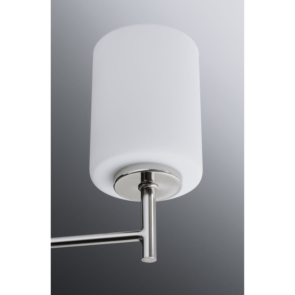 Progress Lighting P4319-104 Replay Collection Etched White Glass Modern Chandelier Light, 5-Light, Polished Nickel