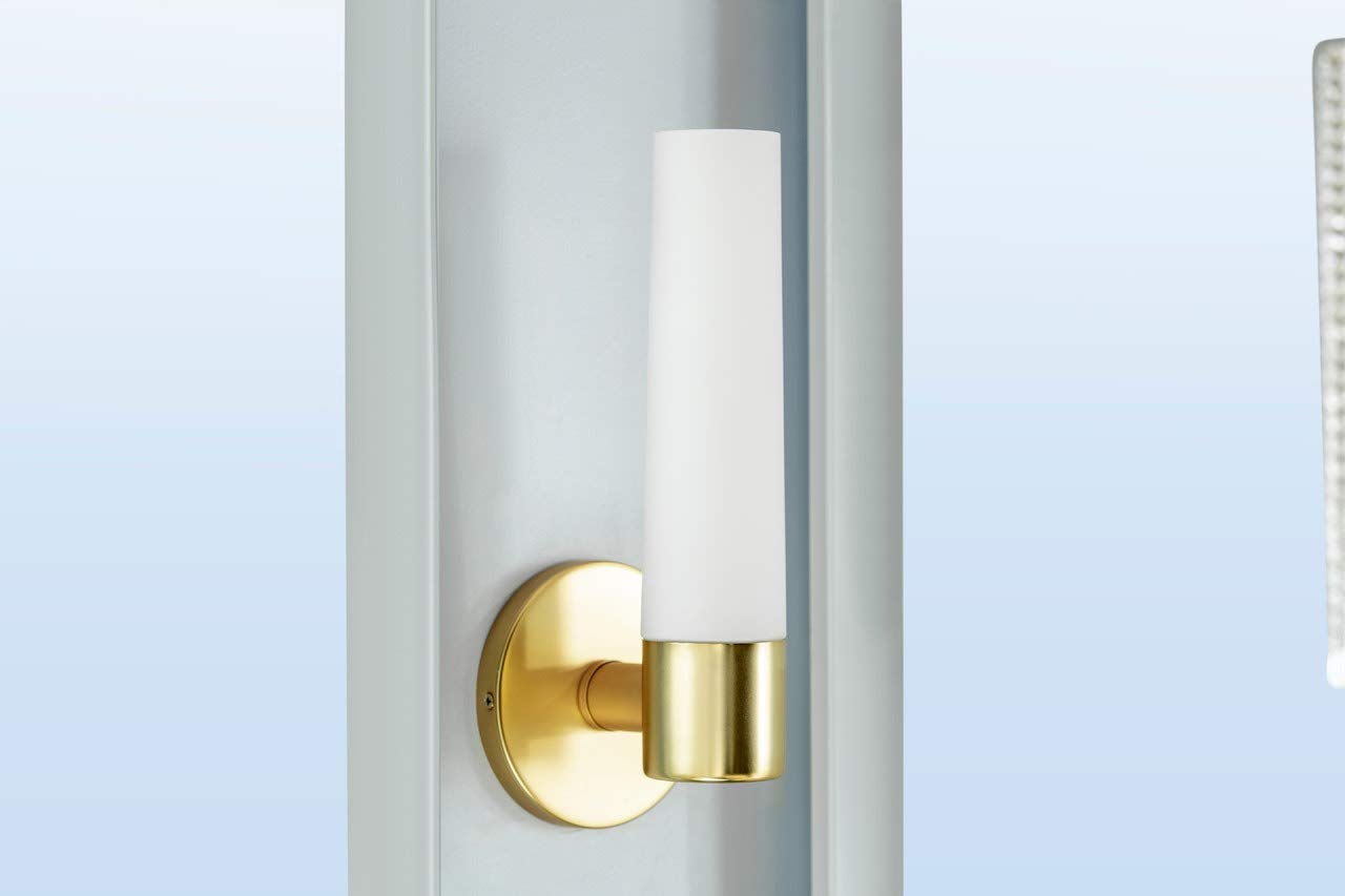 GEORGE KOVACS Saber Wall Sconce, 1-Light, 60W, 12.5in H x 4.75in W, Alloy Steel, Honey Gold, Model P
