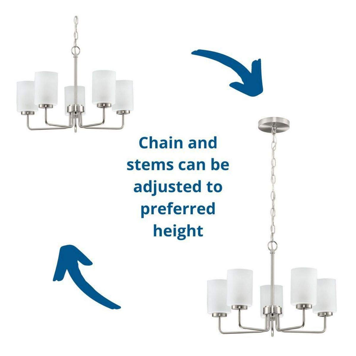 Progress Lighting 5-Light Chandelier, Brushed Nickel, Etched Glass, Model P400275-009