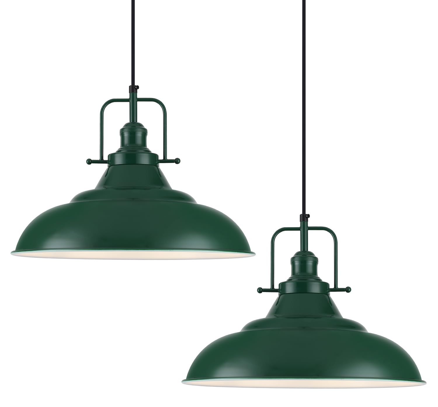 HOLOHATAL Green Pendant Light 2 Pack, 16 Inch Large Industrial Pendant Lights, Green Pendant Lights Kitchen Island, Large Farmho