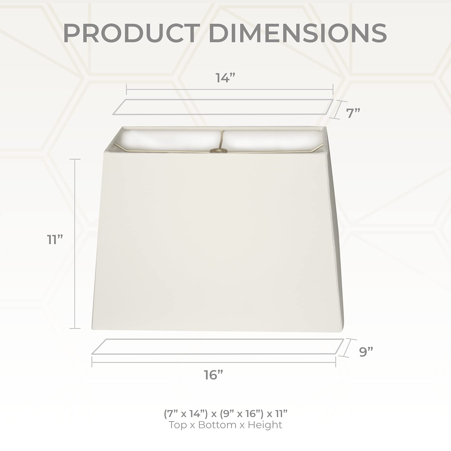 Royal Designs, Inc. Rectangle Hardback Lamp Shade, Hb-613-16Wh, White, (7 X 14) X (9 X 16) X 11