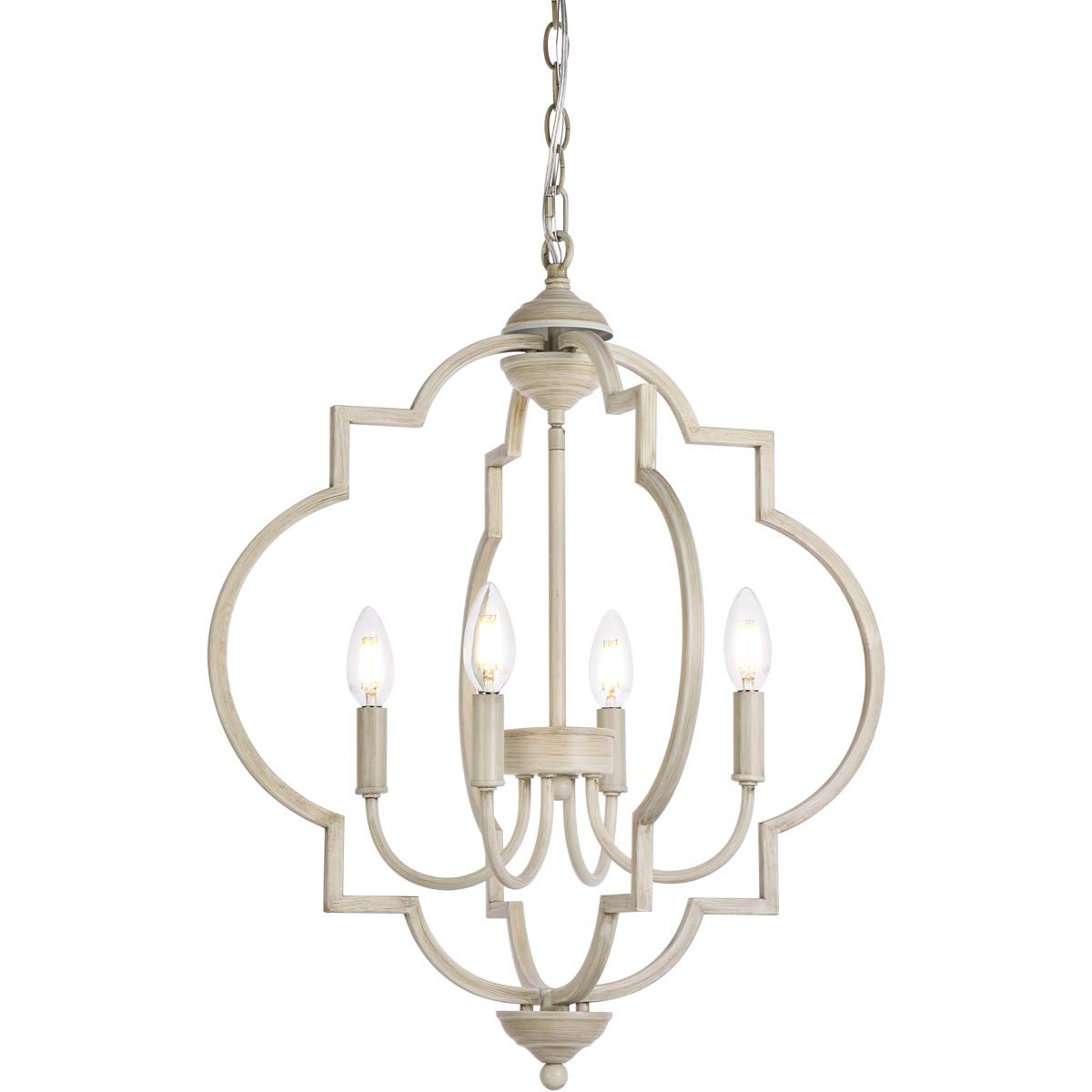 Living District Sandara 4-Light Mid-Century Metal Pendant in Weathered Dove