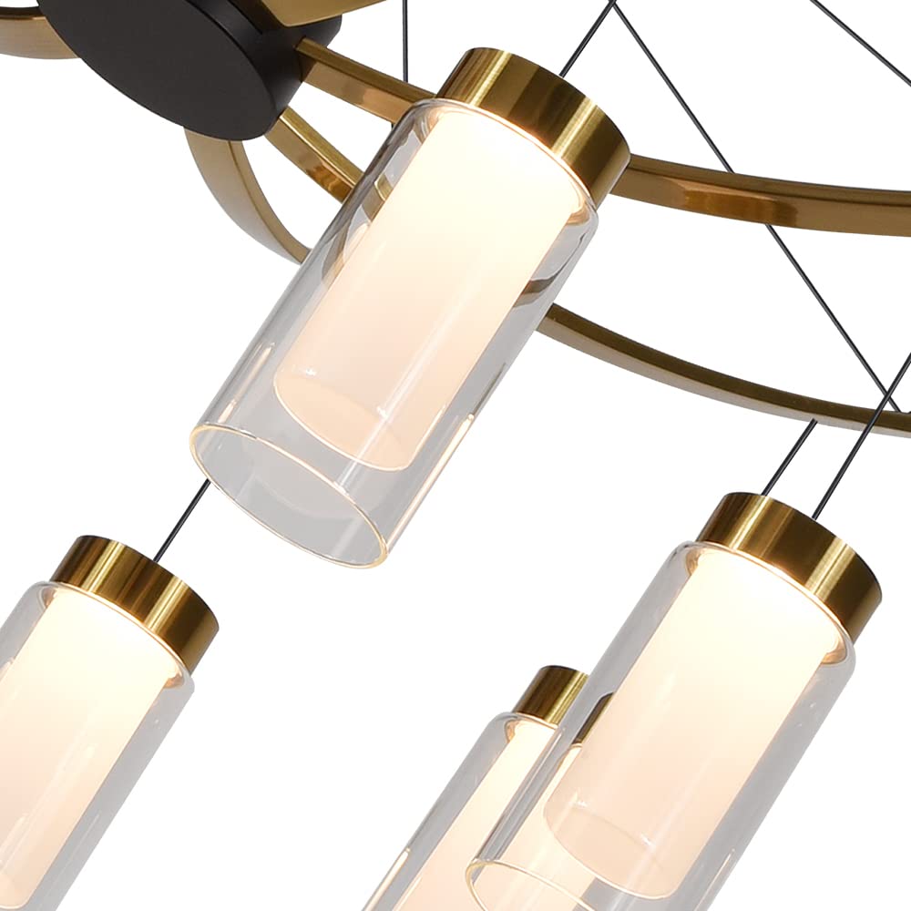 Vonn Lighting Genoa 24&quot; Height Adjustable Led Pendant Chandelier With 8 Glass Shades - Black