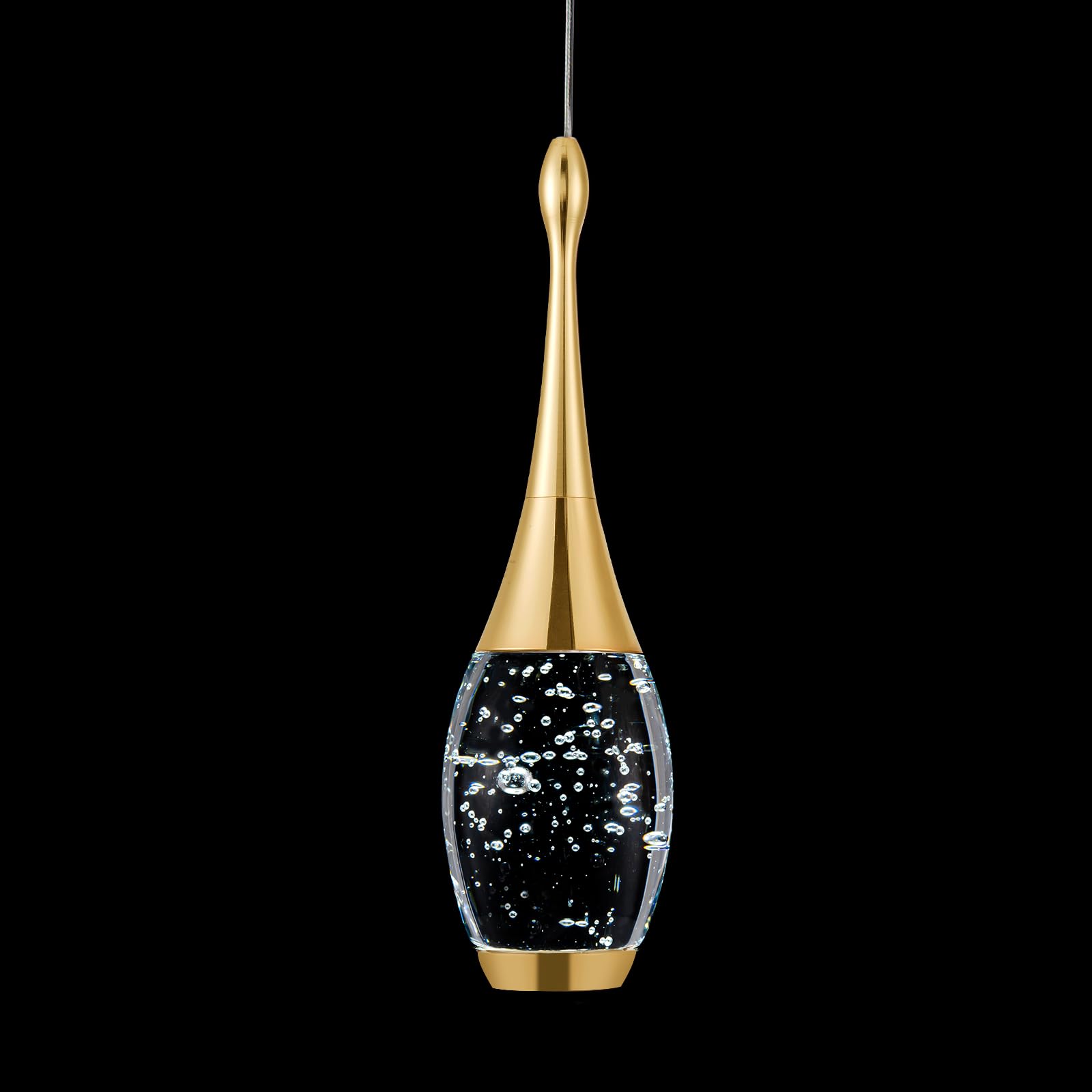 CHYING Gold Teardrop Pendant Light Kitchen Island LED Island Light 6000K Bubble Crystal Pendant Lighting Mini Crystal Hanging Li