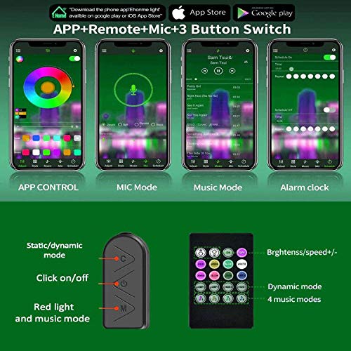 Vbakor RV Awning Lights Kit, 20FT RGB Dimmable Waterproof Strip Lights with APP/Remote Control, Multicolor