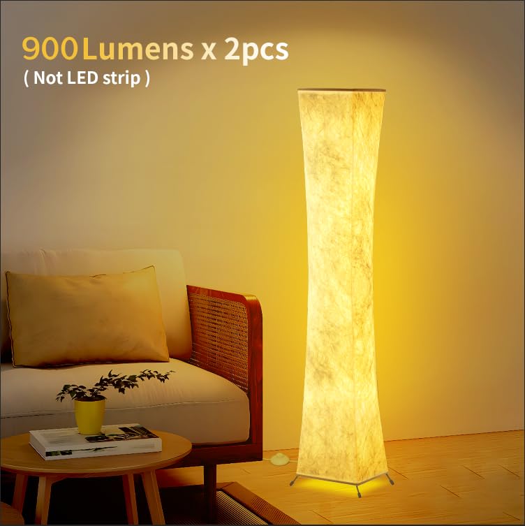 BLUEYE Floor Lamp, 60in RGBW Color Changing, 1800 Lumens, E26 Base, Remote Control, White, Model FL22008