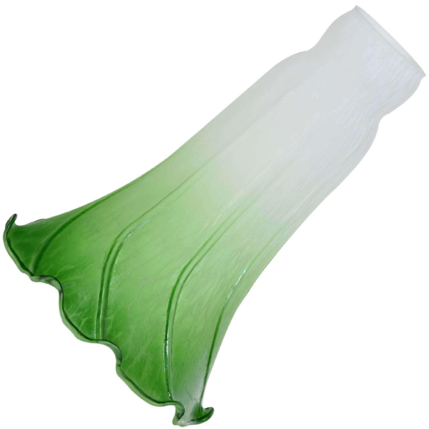 Bieye LS05 Lily Flower Blown Glass Lampshade (White Green, Opening I.D. 1.26'' x O.D. 1.5'')