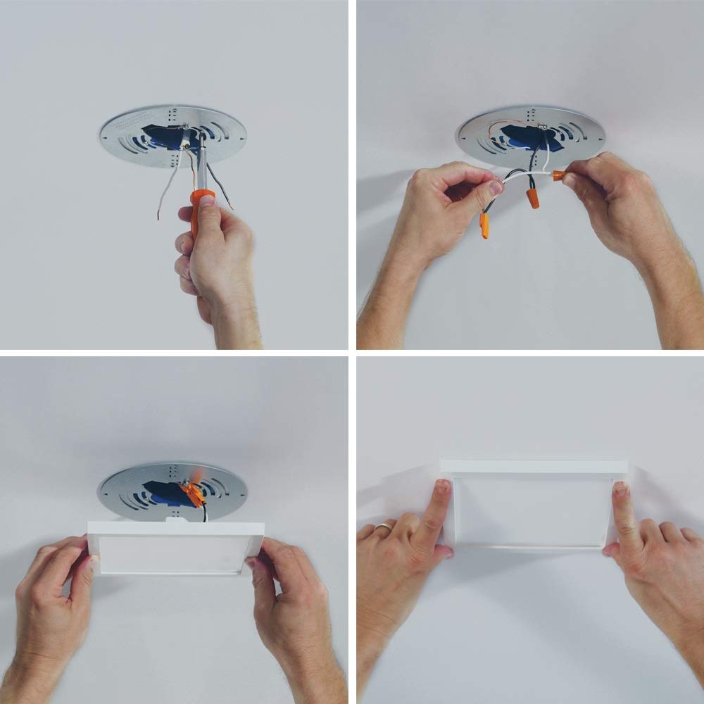 HALO Integrated LED Recessed Square Ceiling Light Trim, 5 & 6 in., 4000K Cool White, Aluminum, Model SMD6S6940WH