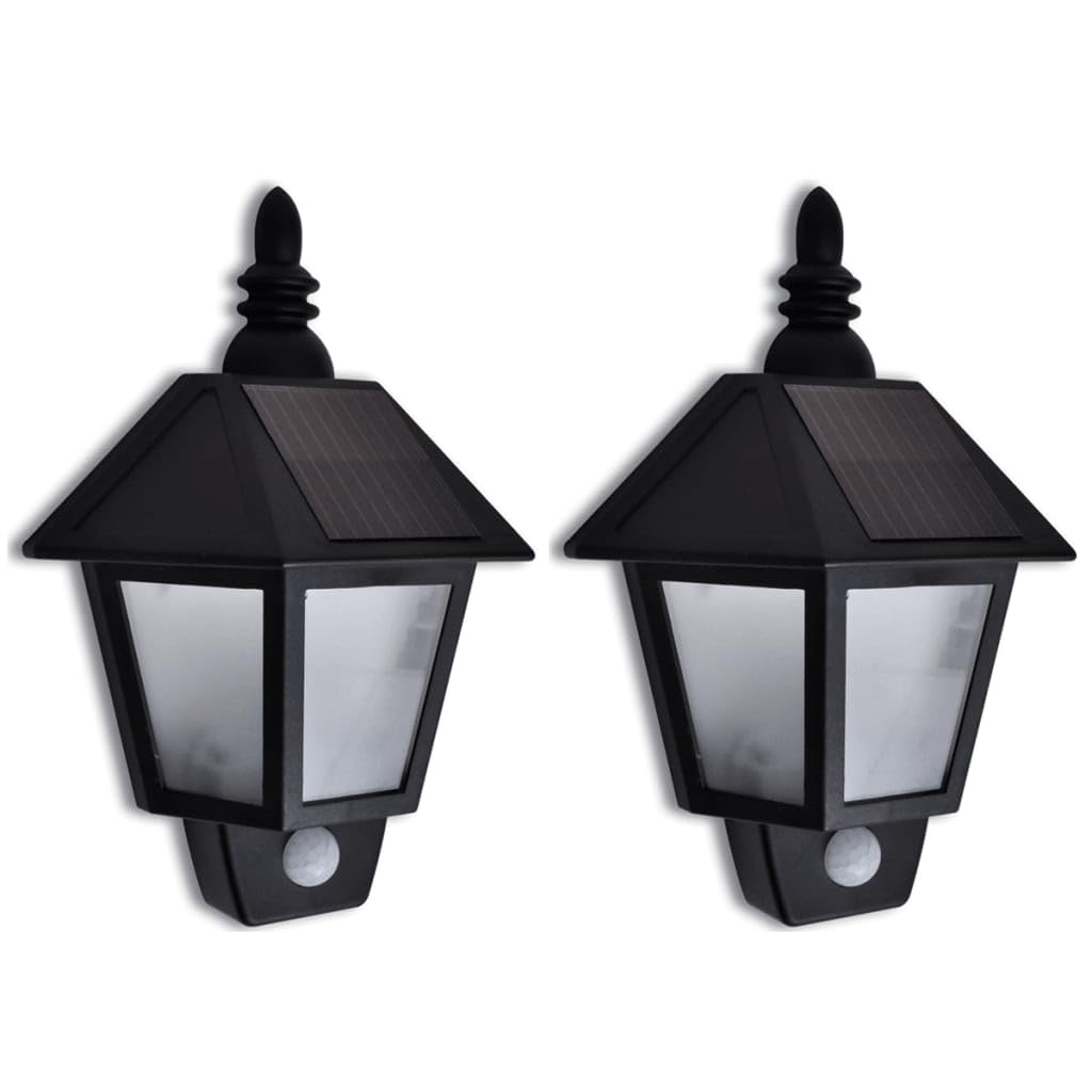 vidaXL Solar Motion Sensor Wall Lamps - Pack of 2 - Outdoor Lighting for Gardens, Patios, Paths, Balconies, Fences, with 3 LEDs 