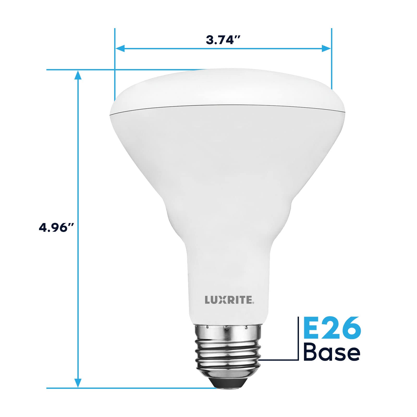 LUXRITE BR30 LED Bulb 65W Equivalent Dimmable 650 Lumens 6-Pack 6500K Daylight E26 Medium Base Indoor/Outdoor