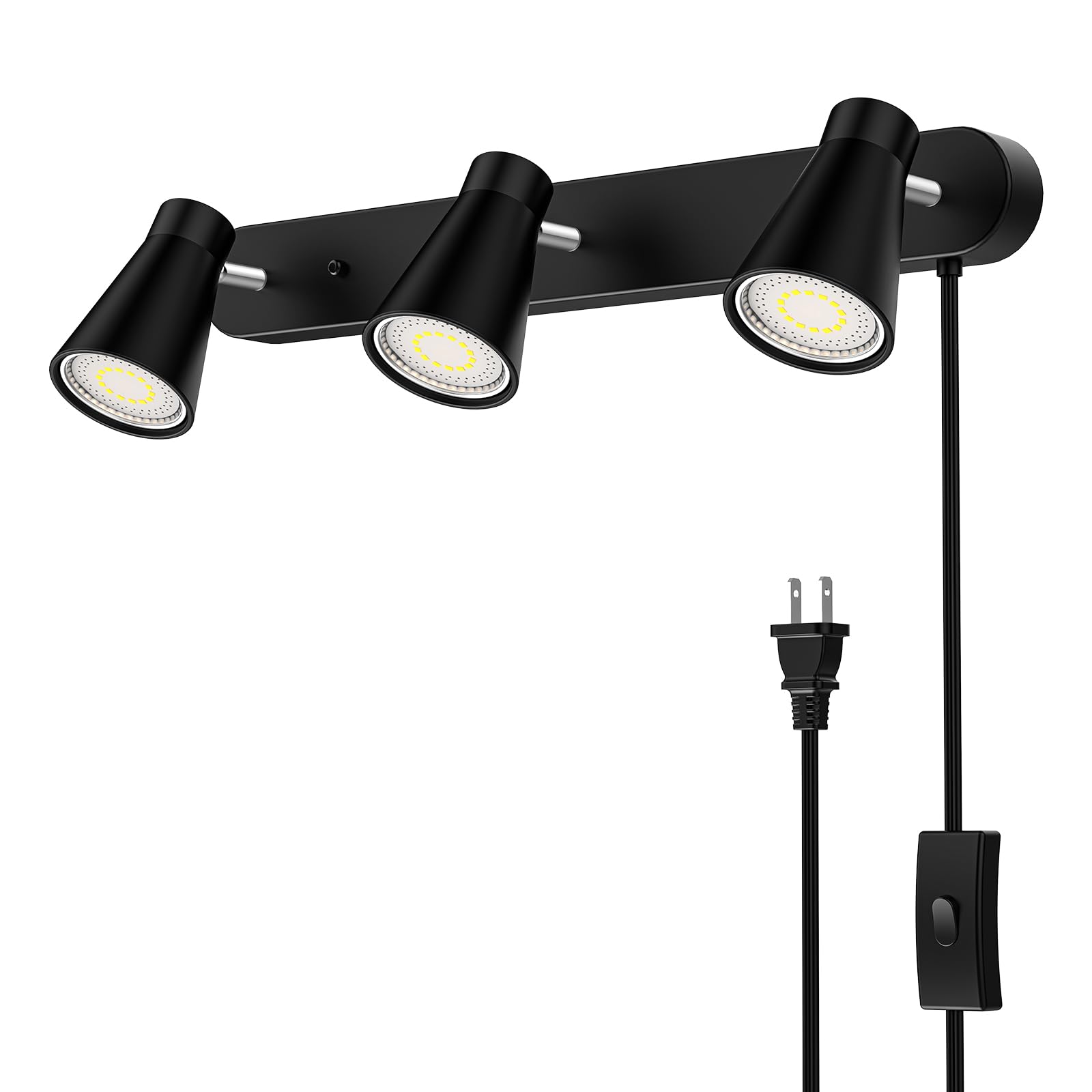 HURYEE Plug in Track Lighting, 3 Light Track Lighting Fixture, White Modern Ceiling Spotlight, Flexibly Rotatable Complete Light