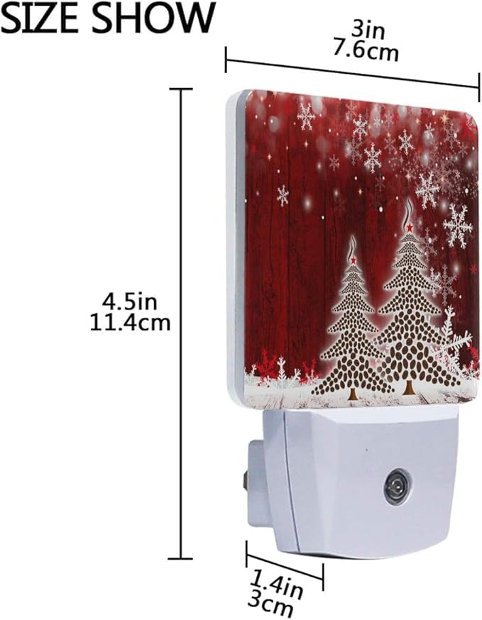 Christmas Tree Plug-In Night Light,Poinsettia Winter Snowflakes Auto Dusk To Dawn Sensor Nightlights Plug Into Wall,Energy Effic