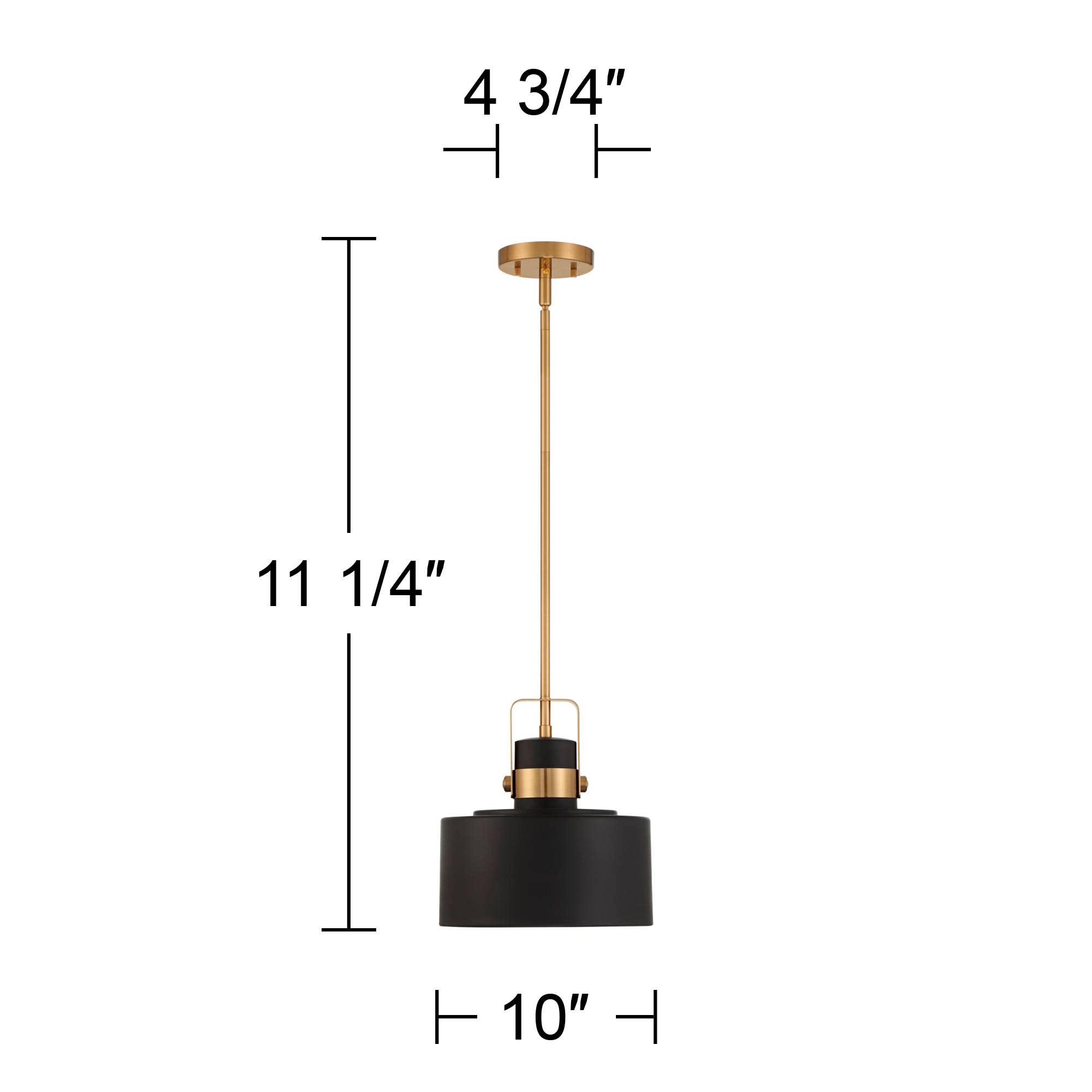 Possini Euro Design Courtney Soft Gold Mini Pendant Lighting 10&quot; Wide Modern Matte Black Outer Gold Inner Drum Shade Fixture For Dining Room Home Foyer Kitchen Entryway Bedroom Living High Ceilings
