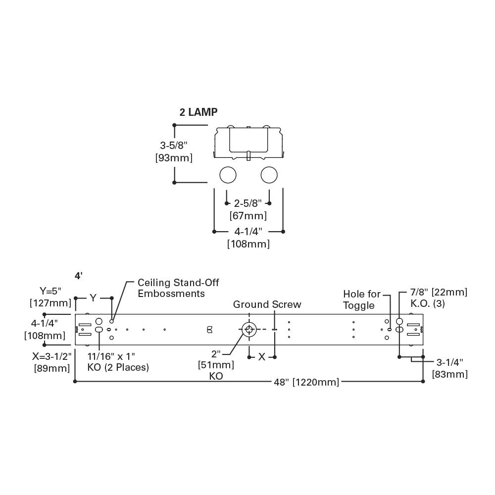 Metalux Lighting Ssf240 40-Watt 2-Light 4 Ft. Fluorescent Strip Light White