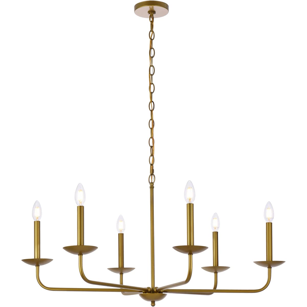 Living District Cohen 6-Light Mid-Century Style Metal Pendant in Brass