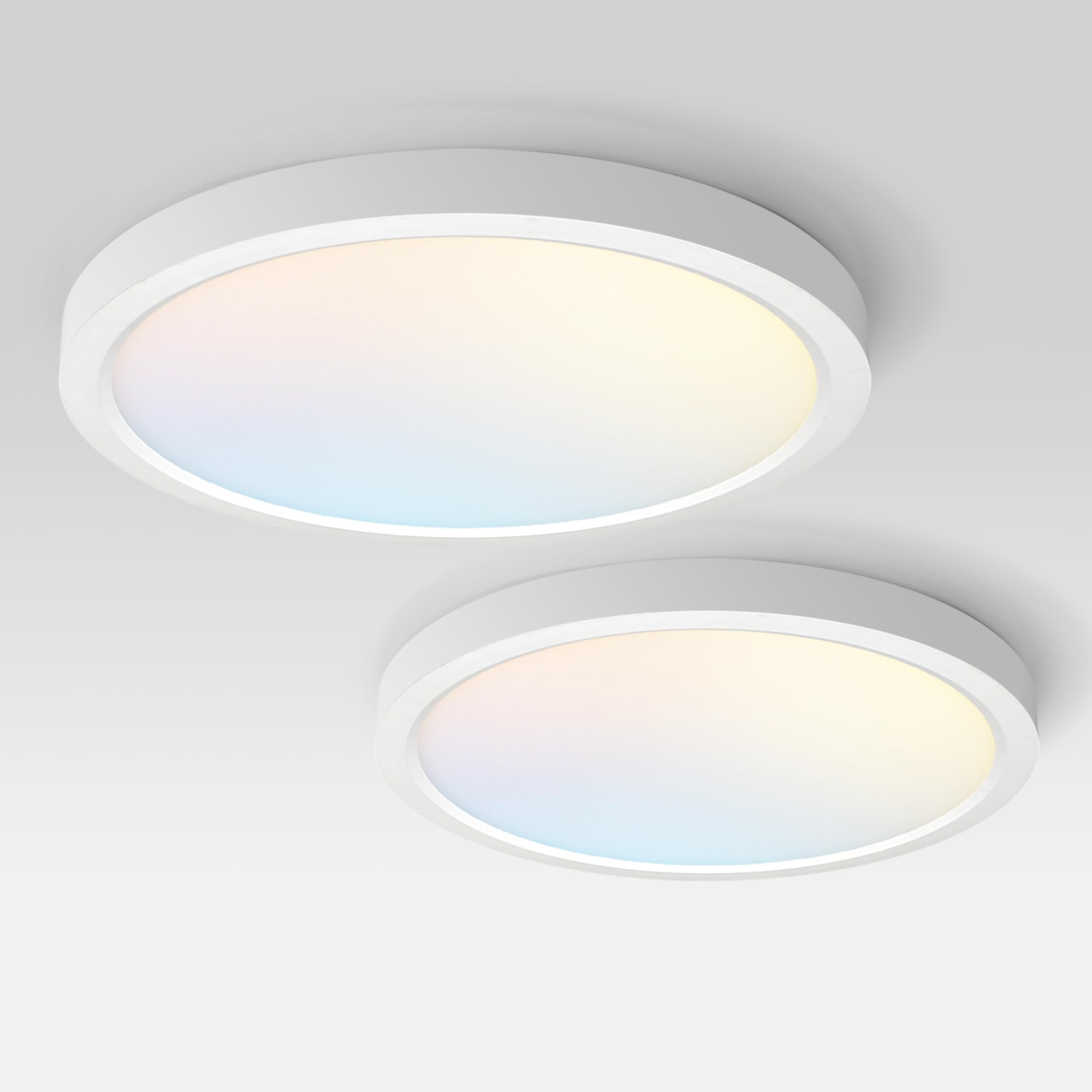 ASD LED Ceiling Light Fixture | 18in Round, 32W, Dimmable, 2 Pack | White, ETL Listed, Ultra Slim Design