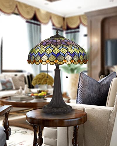 Cal Lighting Bo-2901Tb Tiffany/Mica Two Light Table Lamp From Tiffany Collection In Bronze / Dark Finish, 16.00 Inches
