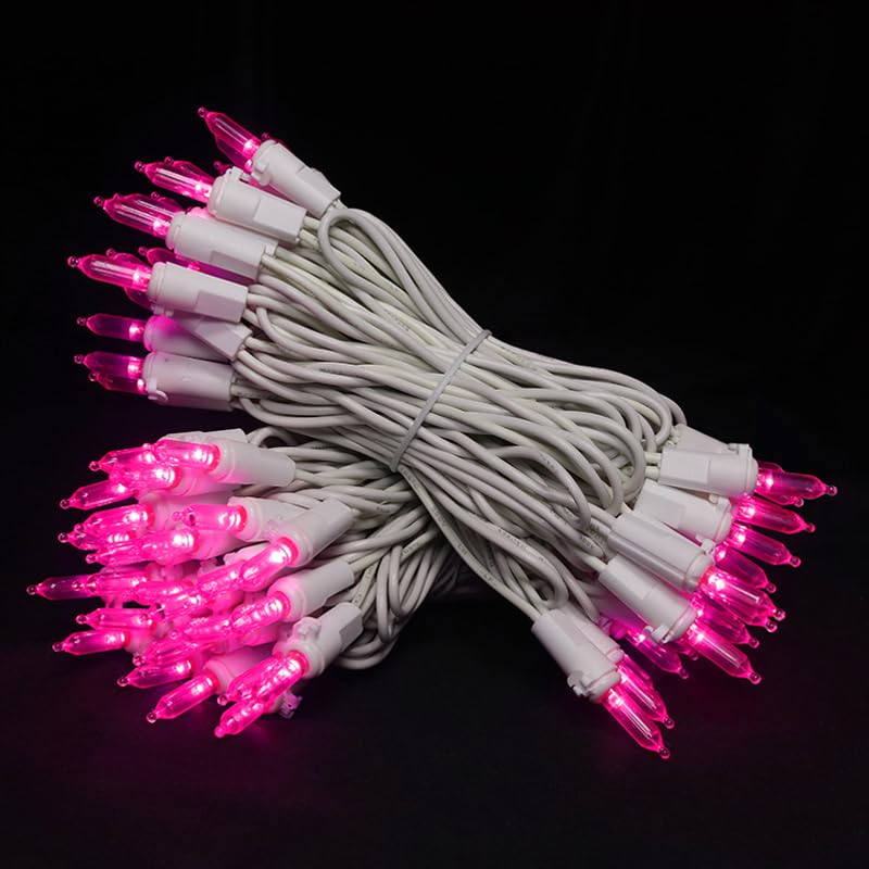 Pink Led Christmas Lights - 100 Count Pink Christmas String Lights For Tree  Party  Bedroom  Wedding  Indoor And Outdoor Valentines Day Decorations  33 Feet White Wire  Ul Certified  Connectable