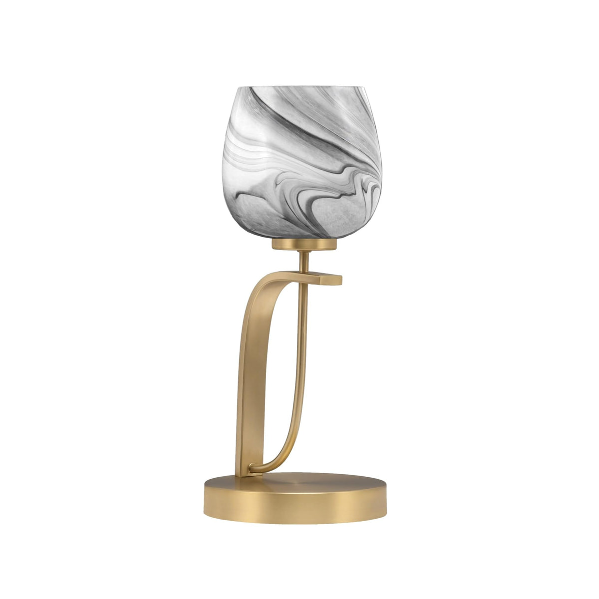 Toltec Lighting Cavella Accent Lamp, New Age Brass Finish, 6&quot; Onyx Swirl Glass