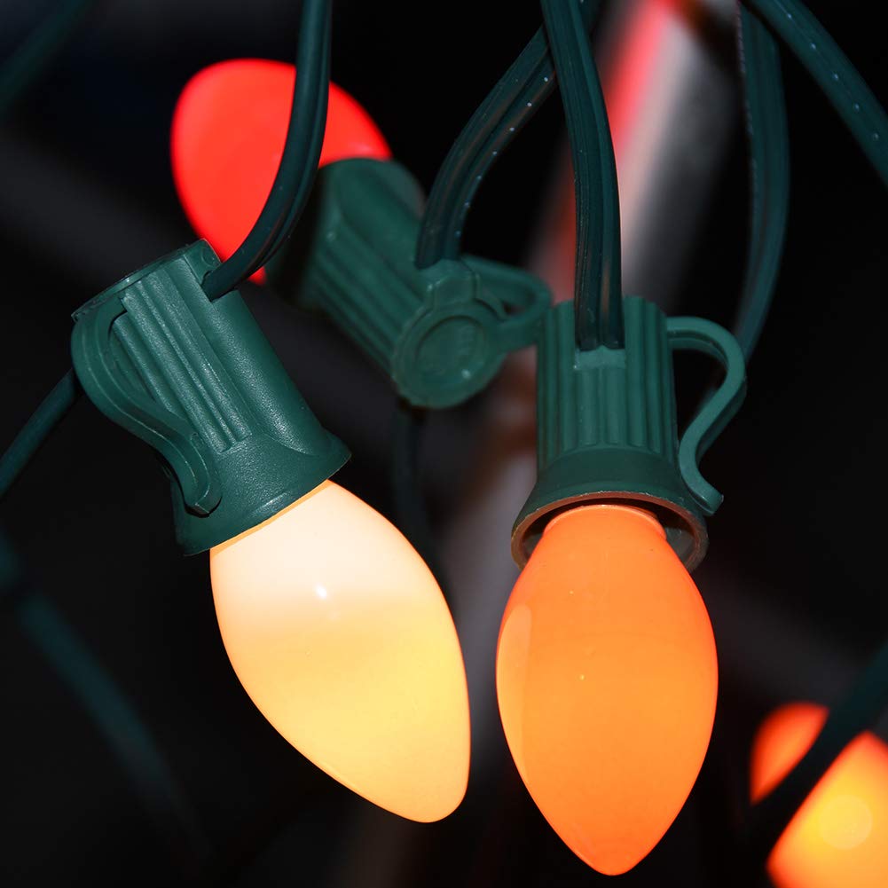 Romasaty C7 LED Replacement Bulbs, Multi-Color, 25 Pack, Plastic, C7/E12 Base, 0.6 Watt