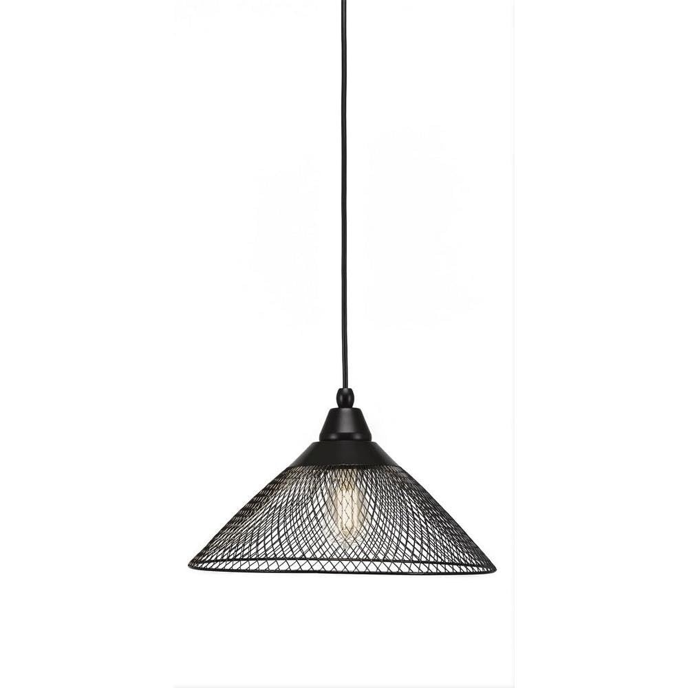 Toltec Lighting 22-Mb-808-Led18C Cord 3 Light Mini Pendant Matte Black Mesh Metal Shade