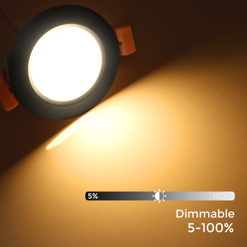 2 Inch Led Recessed Lighting Dimmable Downlight, 3W(35W Equivalent), 3000K Warm White, Black Led Recessed Light With Led Driver