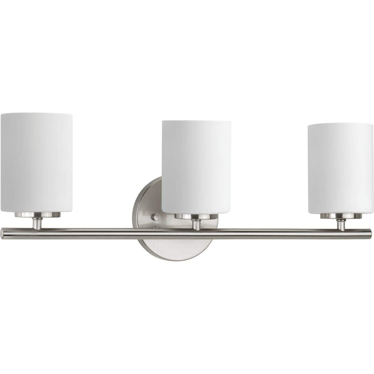 Progress Lighting Replay Collection 3-Light Bath Vanity Light Brushed Nickel Etched White Glass P2159-09