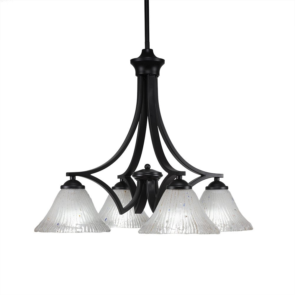 Toltec Lighting 568-MB-751 Zilo 4 Light Chandelier with Frosted Crystal Glass, 7&quot;, Matte Black