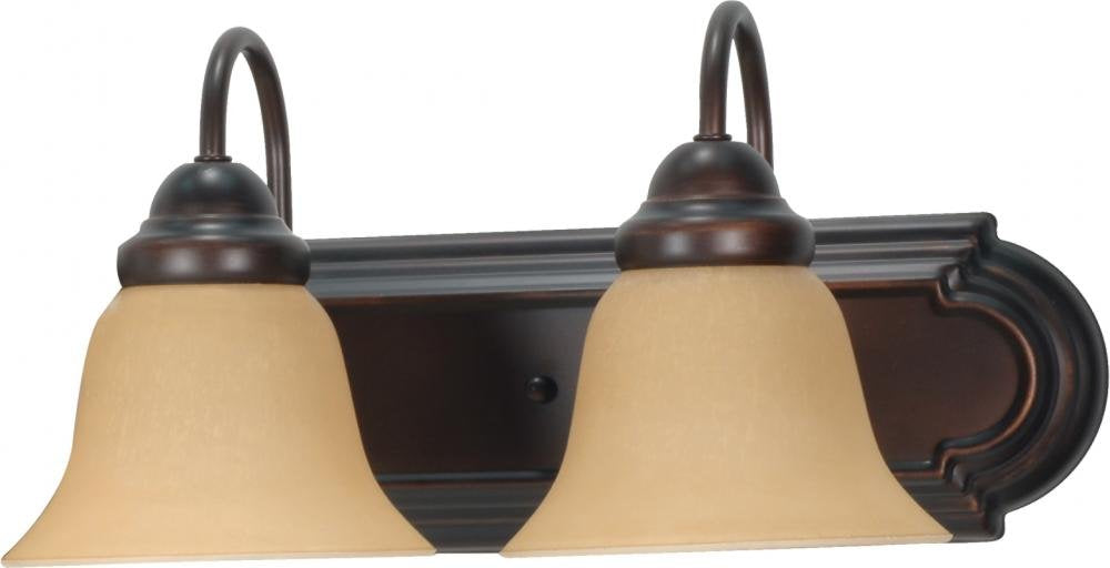 Nuvo 60/1264 Two Wall-Vanity Light Fixture, 2, Mahogany Bronze/Champagne Glass