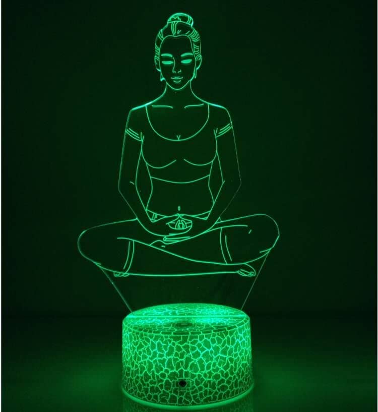 YTDZLTD 3D Yoga Meditation Night Light - 16 Color USB Lamp with Remote Control, Touch Switch, Purple Optical Illusion LED Desk Lamp
