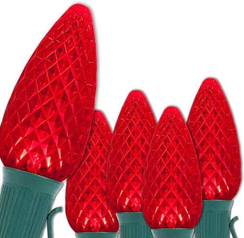 Wintergreen Lighting 25 Lights Red C9 OptiCore LED Commercial Outdoor Heavy Duty Christmas Lights