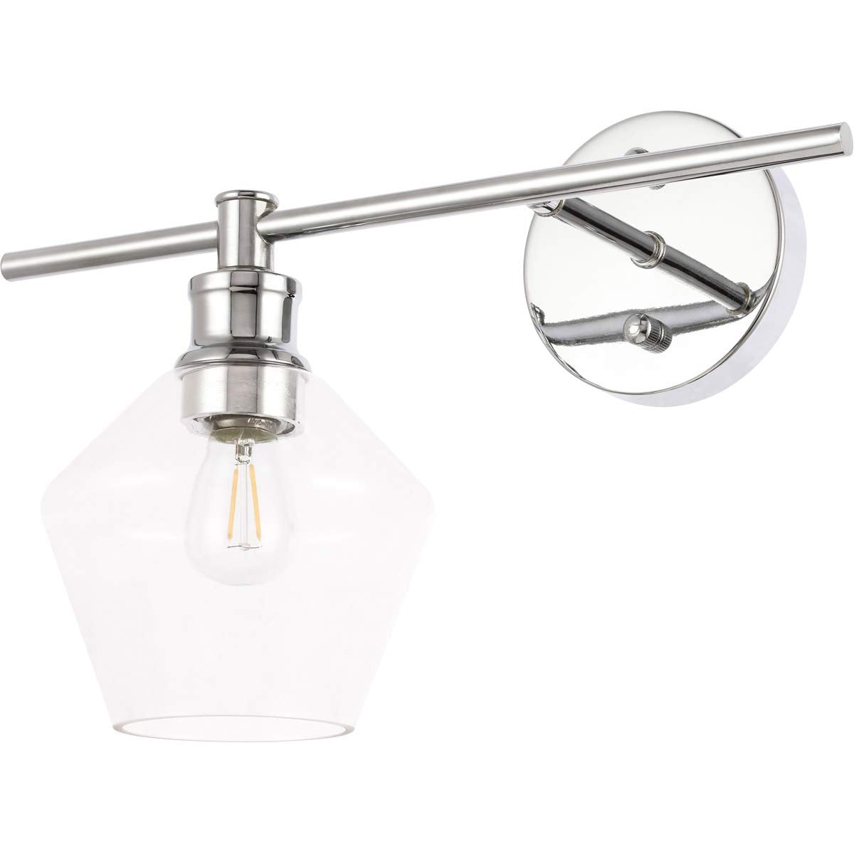 Living District Chrome Wall Sconce With Clear Glass Shade - 1 Light Modern Lighting Fixture